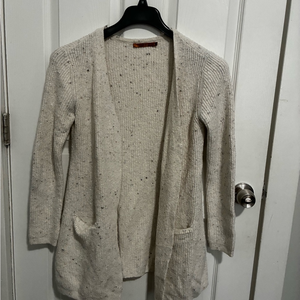 Belldini Cream Speckled Open-Front Cardigan